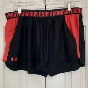 Black with red/pink trim Under Armour Shorts.